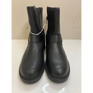 NWT Universal Thread Connor Harness faux black leather biker boot. Size 8 (W).